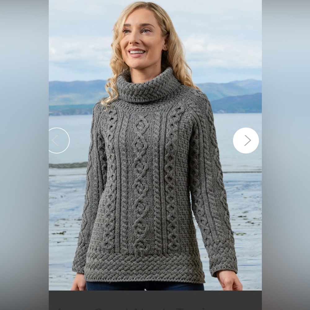 Aran Cowl Neck Tunic Sweater‎‎‎‎